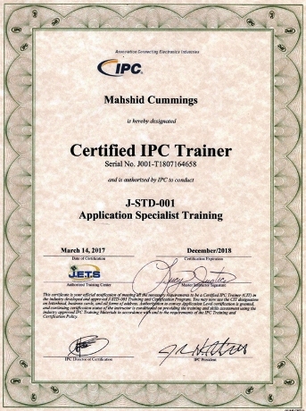 ipc soldering umcc std training trainer workmanship certification needed example standard
